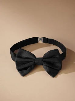 Stropdassen En Pochets*Next Zwart - Signature Made In Italy gestructureerde zijden vlinderdas