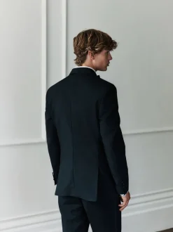 Smokings En Feestkleding|Blazers En Business-Jasjes*Next Zwart - Signature Nova Fides 100% Italian Wool Double Breasted Tuxedo Suit Jacket