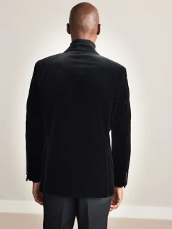 Smokings En Feestkleding*Next Zwart - Signature Pontoglio Italiaanse fluwelen double-breasted blazer