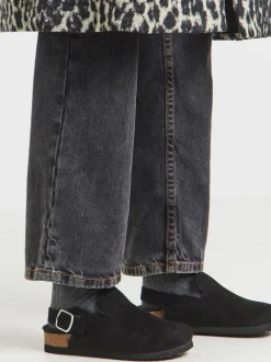 Ruimvallend En Extraruimvallend|Pantoffels*Simply Be - Fluffy Mules With Back Strap Zwart