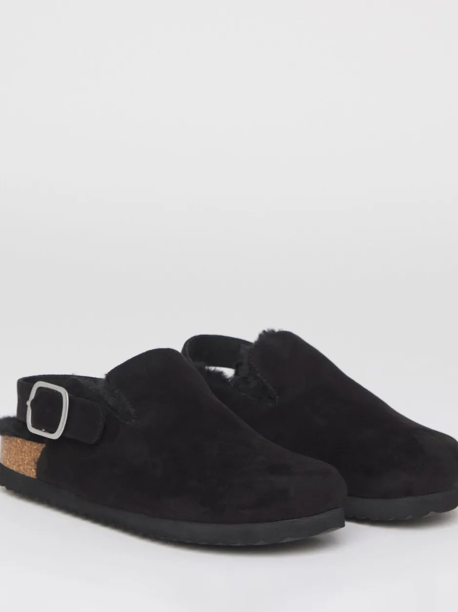 Ruimvallend En Extraruimvallend|Pantoffels*Simply Be - Fluffy Mules With Back Strap Zwart