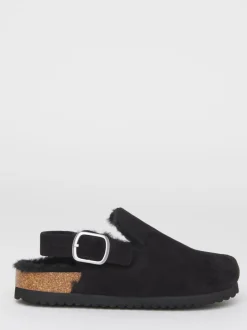 Pantoffels|Simply Be - Fluffy Mules With Back Strap Zwart
