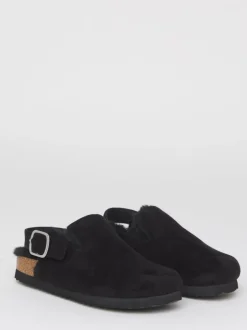 Pantoffels|Simply Be - Fluffy Mules With Back Strap Zwart