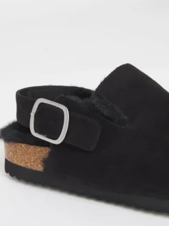Pantoffels|Simply Be - Fluffy Mules With Back Strap Zwart