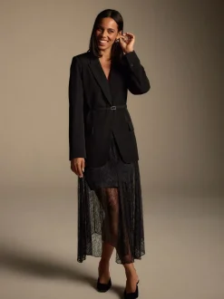 Kostuums En Werkkleding*Next Zwart - Single Breasted Skinny Belt Blazer