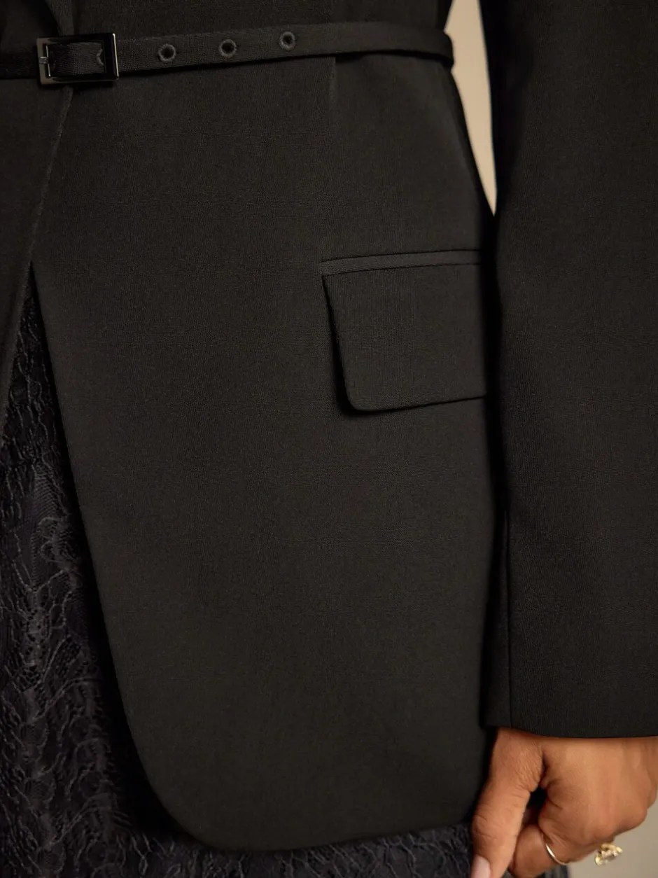 Kostuums En Werkkleding*Next Zwart - Single Breasted Skinny Belt Blazer