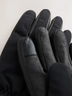 Mutsen, Sjaals En Handschoenen*Next Zwart - Ski Gloves With Leather
