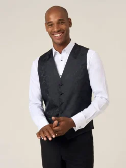 Vesten|Skopes - Party Paisley Waistcoat Zwart