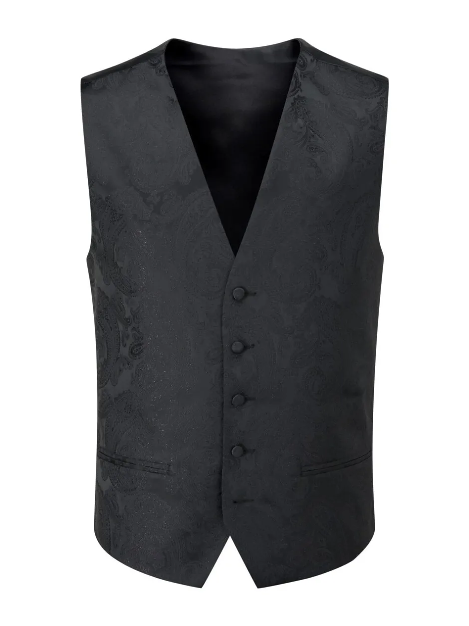 Vesten|Skopes - Party Paisley Waistcoat Zwart