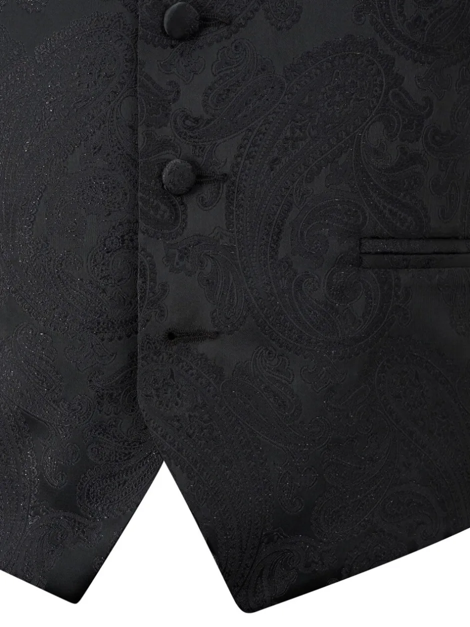 Vesten|Skopes - Party Paisley Waistcoat Zwart