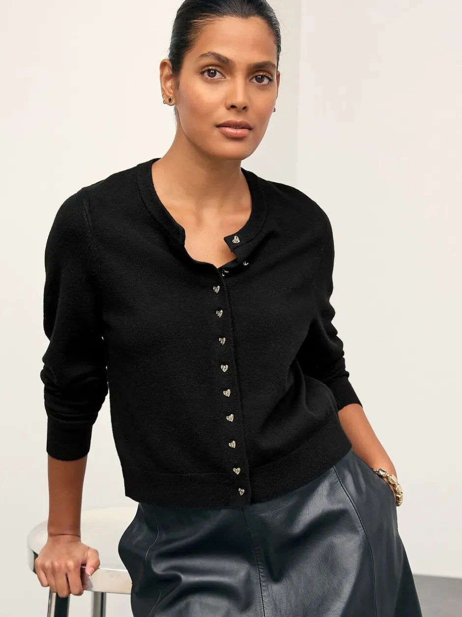 Gebreide Kleding*Next Zwart - Slank superzacht vest met ronde hals en wol
