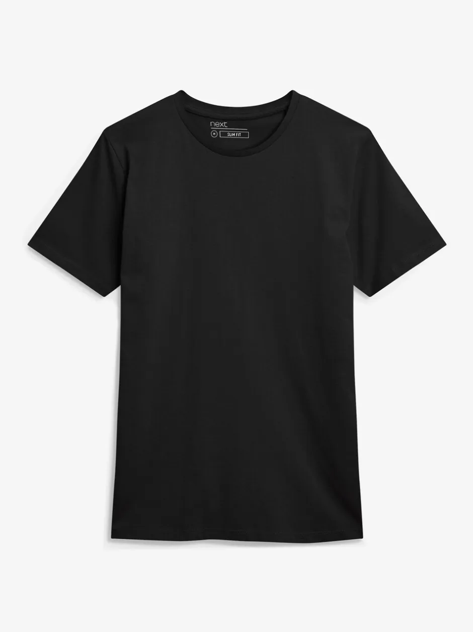 T-Shirts En Hemden*Next Zwart - Slim Fit - Essentieel katoenen T-shirt met ronde hals