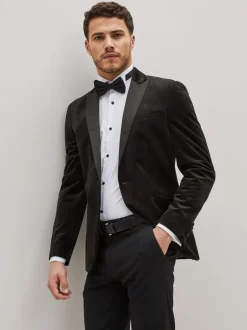 Smokings En Feestkleding|Blazers En Business-Jasjes|Next - Slim Fit - Fluwelen blazer Zwart