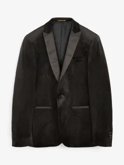 Smokings En Feestkleding|Blazers En Business-Jasjes|Next - Slim Fit - Fluwelen blazer Zwart