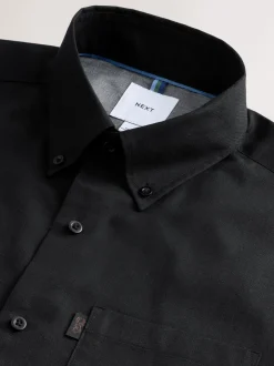 Shirts*Next Zwart - Slim Fit - Gemakkelijk te strijken Oxford overhemd met doorlopende knopen