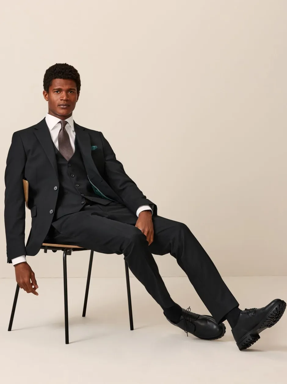 Blazers En Business-Jasjes|Pakken*Next Zwart - Slim Fit - Kostuum met textuur: colbert