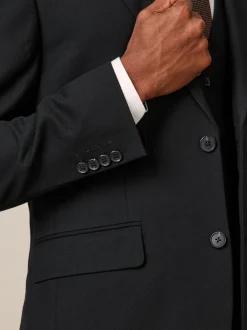 Blazers En Business-Jasjes|Pakken*Next Zwart - Slim Fit - Kostuum met textuur: colbert