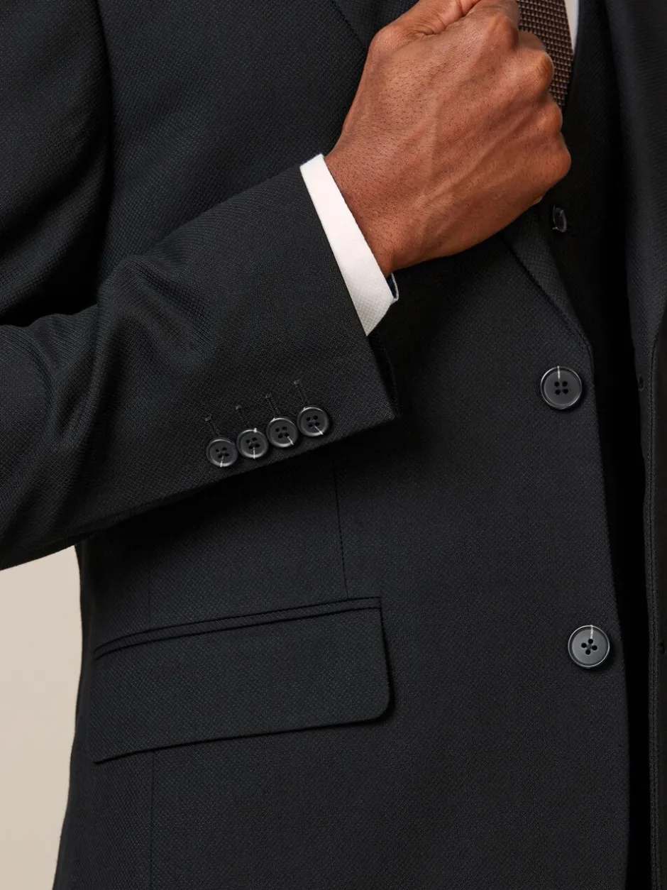 Blazers En Business-Jasjes|Pakken*Next Zwart - Slim Fit - Kostuum met textuur: colbert