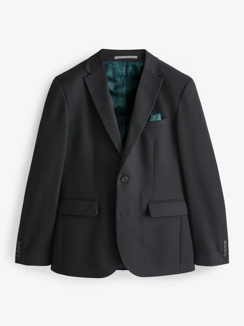 Blazers En Business-Jasjes|Pakken*Next Zwart - Slim Fit - Kostuum met textuur: colbert
