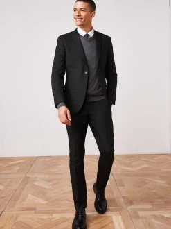 Blazers En Business-Jasjes|Pakken|Next - Slim Fit - Kostuum met twee knopen: colbert Zwart