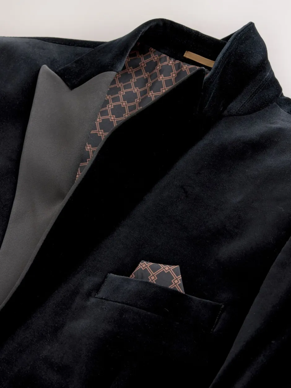 Smokings En Feestkleding|Next - Slim Fit - Motionflex stretchyfluwelen Blazer Zwart