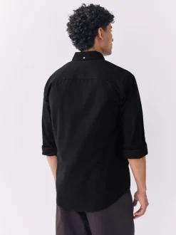 Formele Overhemden|Shirts*Next Zwart - Slim Fit - Oxford-hemd met lange mouwen