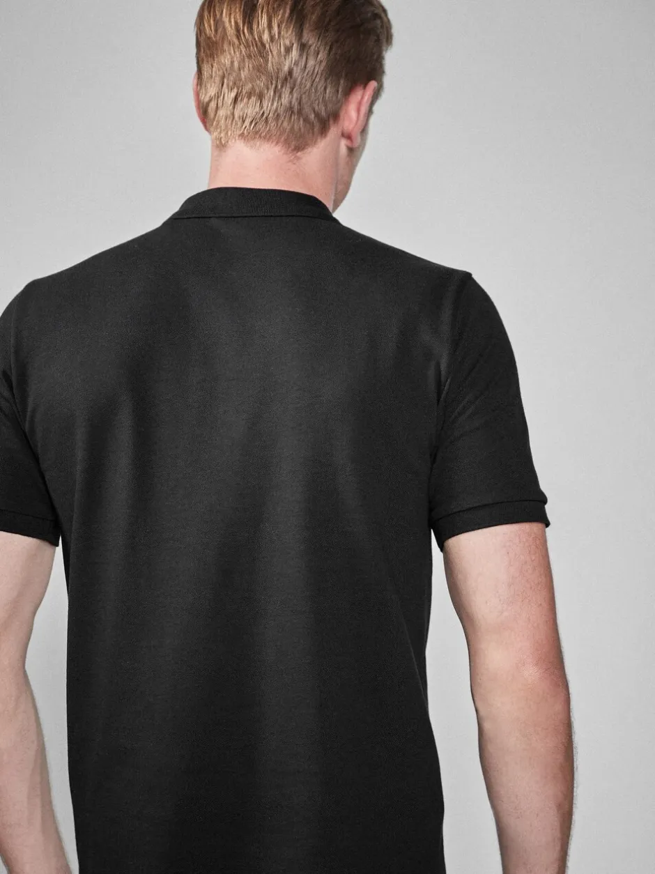 Poloshirts|Next Zwart - Slim Fit - Piqué poloshirt met korte mouwen