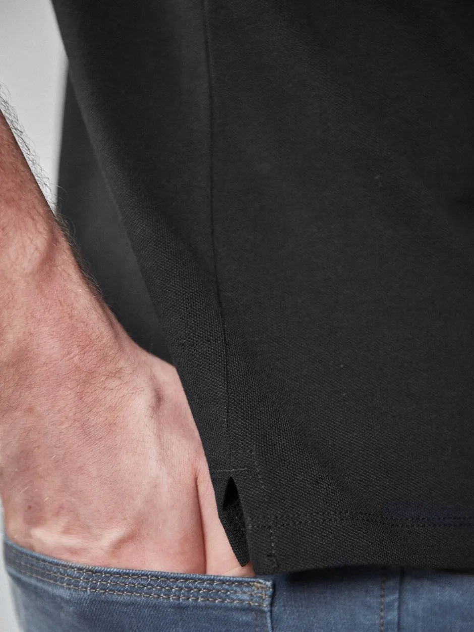 Poloshirts|Next Zwart - Slim Fit - Piqué poloshirt met korte mouwen