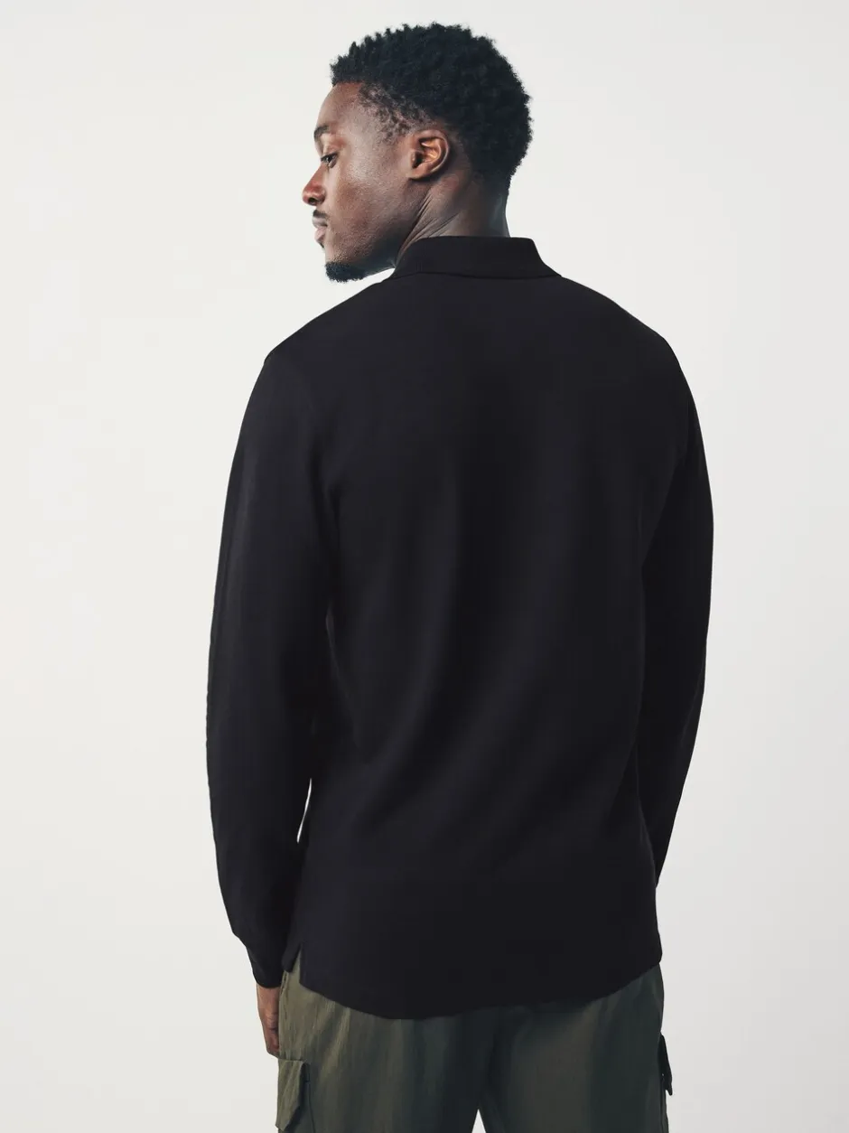T-Shirts En Hemden|Poloshirts|Next - Slim Fit - Piqué polo met lange mouwen Zwart