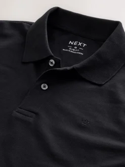 T-Shirts En Hemden|Poloshirts|Next - Slim Fit - Piqué polo met lange mouwen Zwart