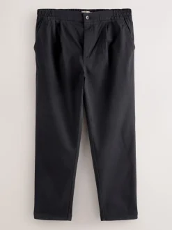 Broeken En Chino's|Next - Slim Fit - Pleated Stretch Chinos Trousers With Elasticated Waist Zwart