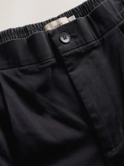 Broeken En Chino's|Next - Slim Fit - Pleated Stretch Chinos Trousers With Elasticated Waist Zwart