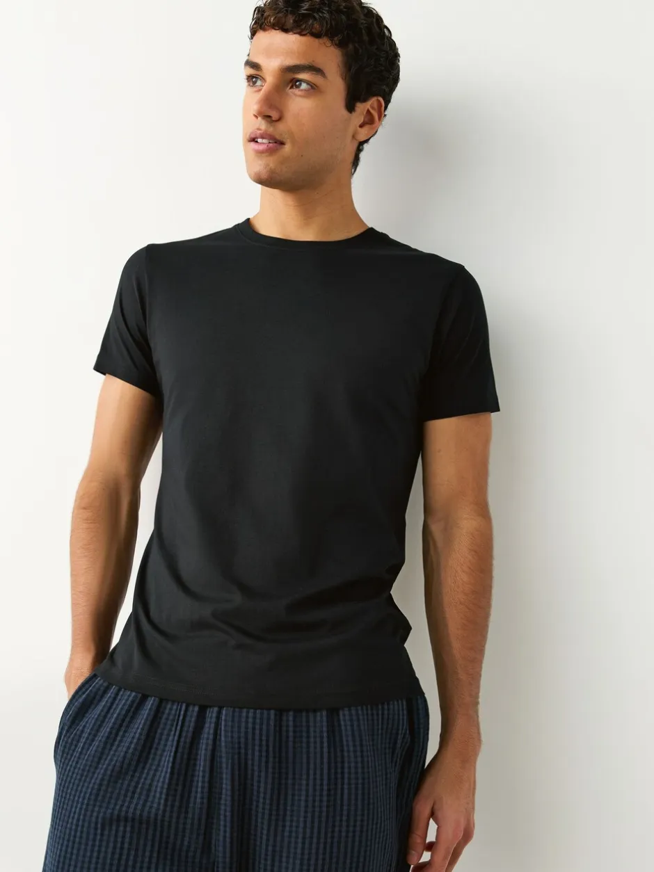 Ondergoed|Ondergoed*Next Zwart - Slim Fit - Set van 5 100% katoenen T-shirts met laagjes