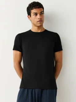 Ondergoed|Ondergoed|Next - Slim Fit - Set van 2 100% katoenen T-shirts met laagjes Zwart