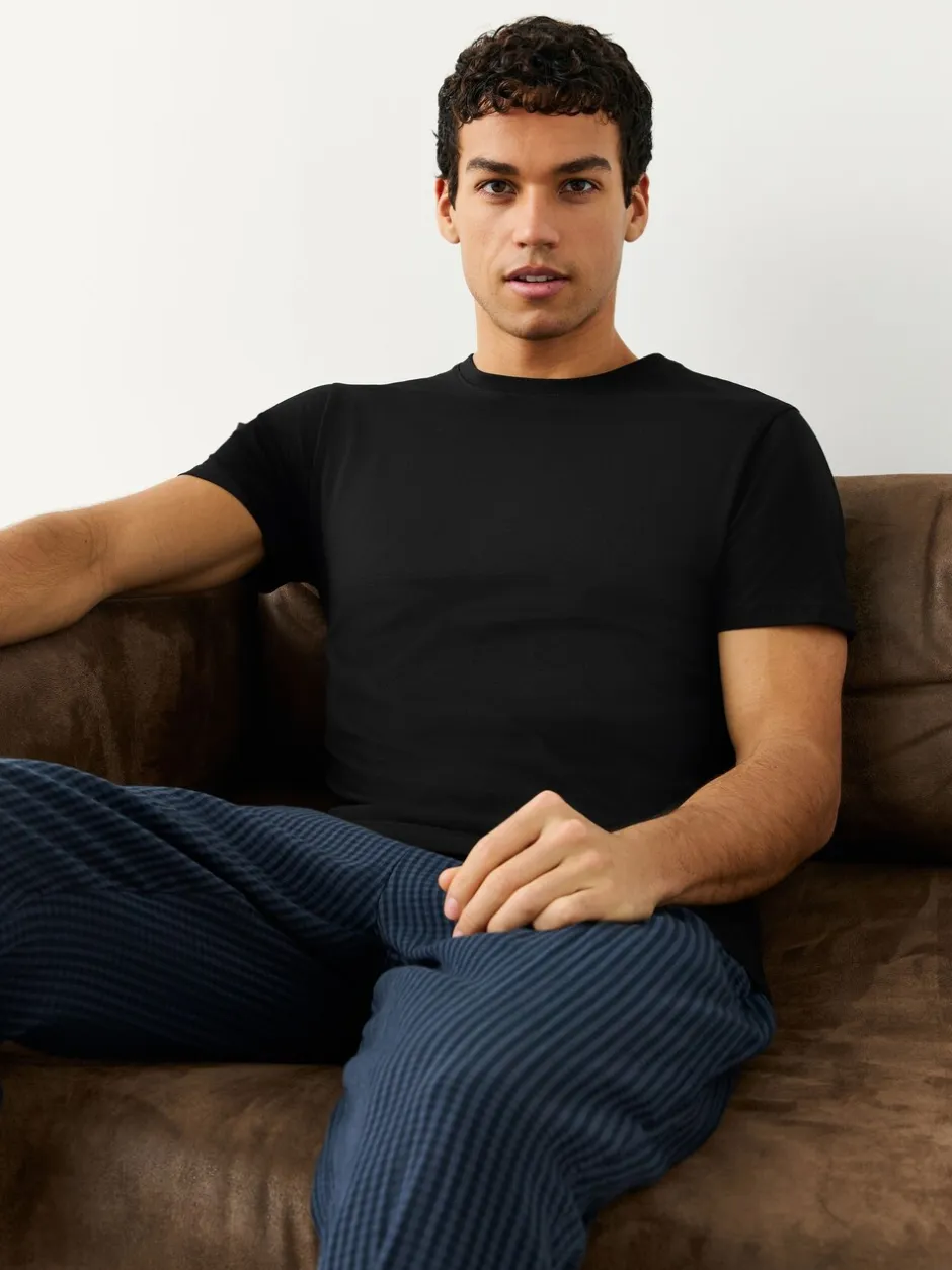 Ondergoed|Ondergoed|Next - Slim Fit - Set van 2 100% katoenen T-shirts met laagjes Zwart