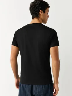Ondergoed|Ondergoed|Next - Slim Fit - Set van 2 100% katoenen T-shirts met laagjes Zwart