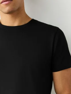 Ondergoed|Ondergoed|Next - Slim Fit - Set van 2 100% katoenen T-shirts met laagjes Zwart