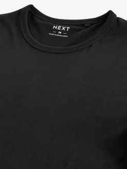Ondergoed|Ondergoed|Next - Slim Fit - Set van 2 100% katoenen T-shirts met laagjes Zwart