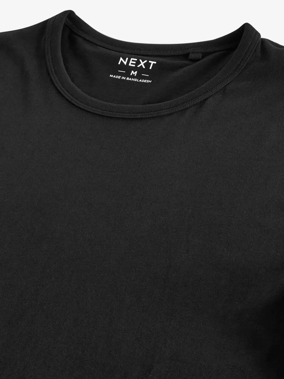 Ondergoed|Ondergoed|Next - Slim Fit - Set van 2 100% katoenen T-shirts met laagjes Zwart