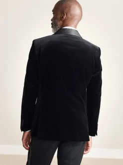 Smokings En Feestkleding|Next - Slim Fit - Signature Pontoglio Italiaanse fluwelen blazer met sjaalkraag Zwart