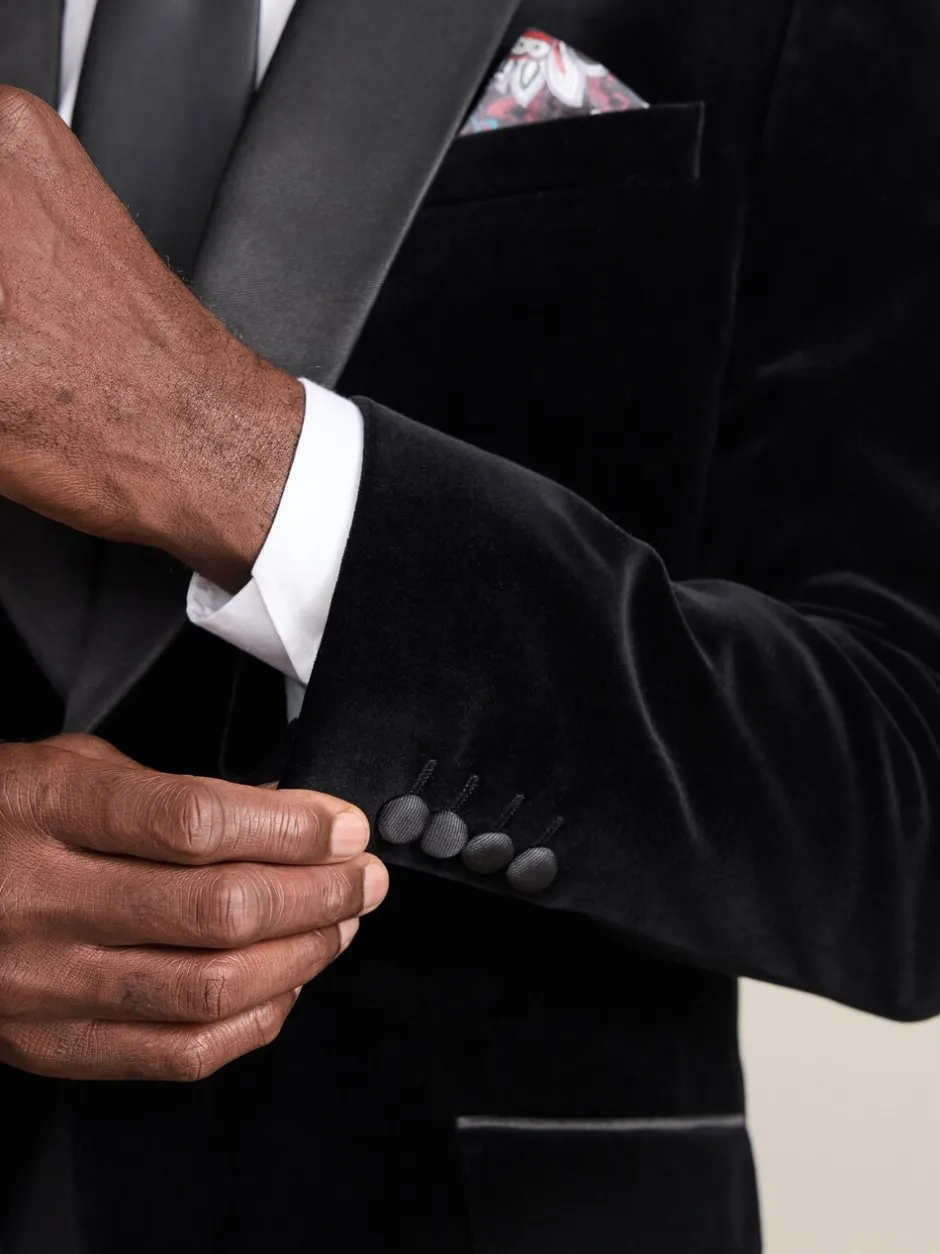 Smokings En Feestkleding|Next - Slim Fit - Signature Pontoglio Italiaanse fluwelen blazer met sjaalkraag Zwart