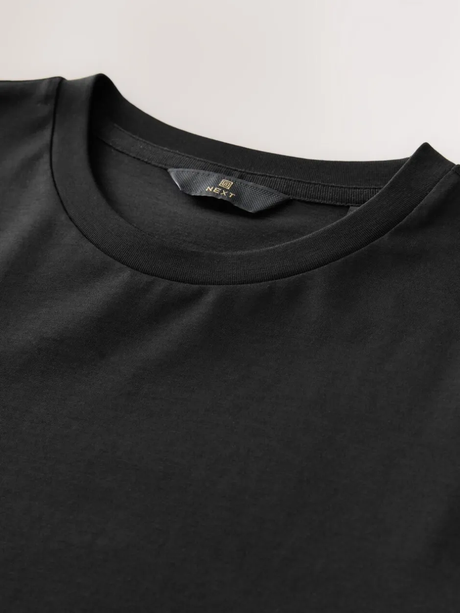 T-Shirts En Hemden*Next - Slim Fit - Signature SUPIMA® katoenen T-shirt met ronde hals Zwart