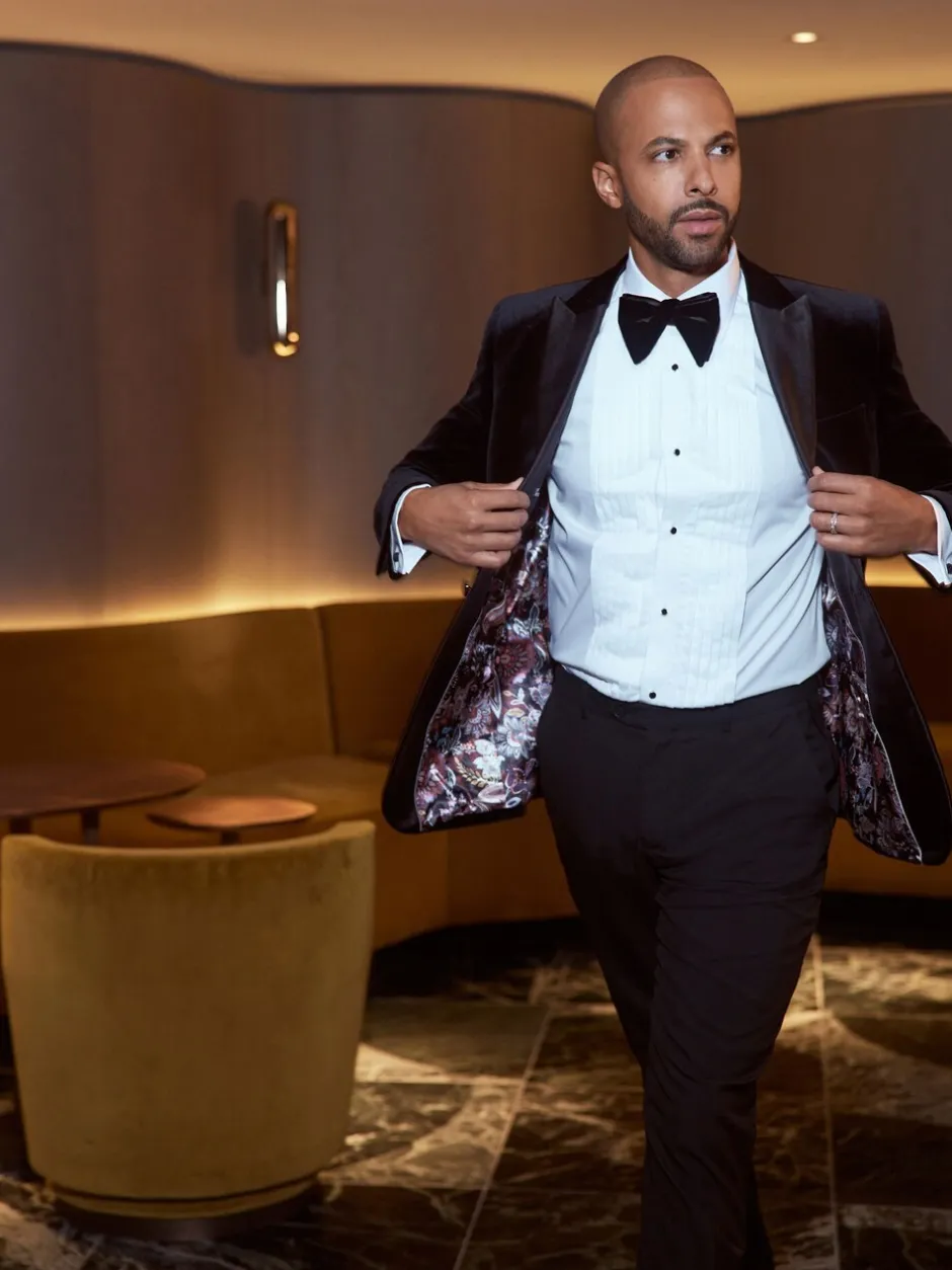 Smokings En Feestkleding|Next - Slim Fit - Signature Pontoglio Italiaanse fluwelen blazer Zwart