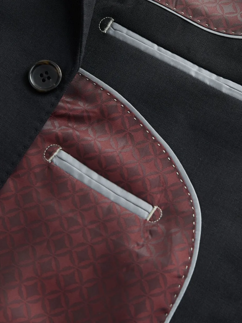 Pakken|Next - Slim Fit - Signature Nova Fides 100% Italian Wool Suit Jacket Zwart