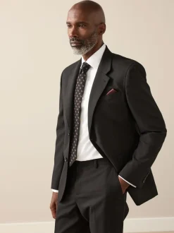 Pakken|Next - Slim Fit - Signature Nova Fides 100% Italian Wool Suit Jacket Zwart