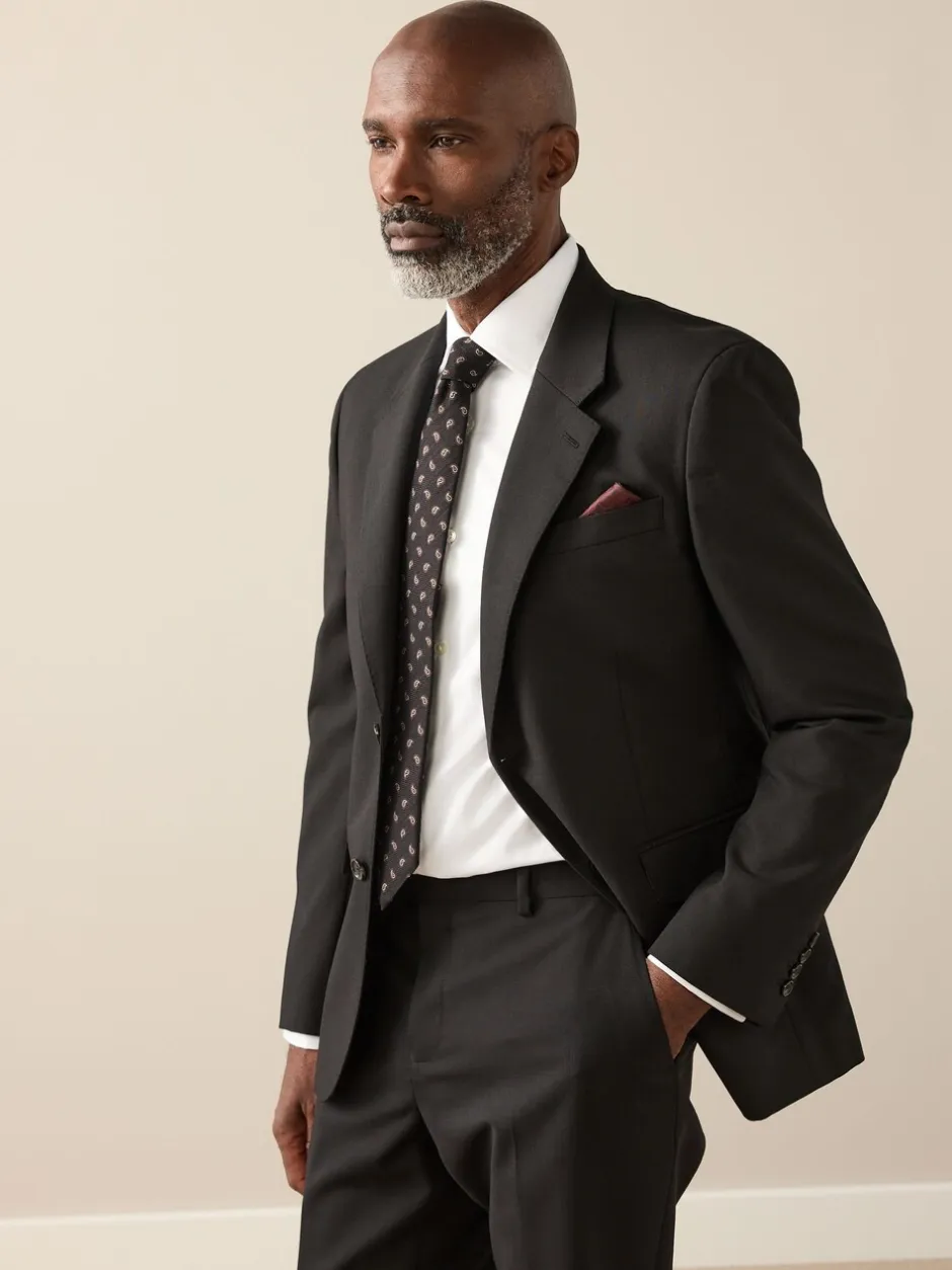 Pakken|Next - Slim Fit - Signature Nova Fides 100% Italian Wool Suit Jacket Zwart