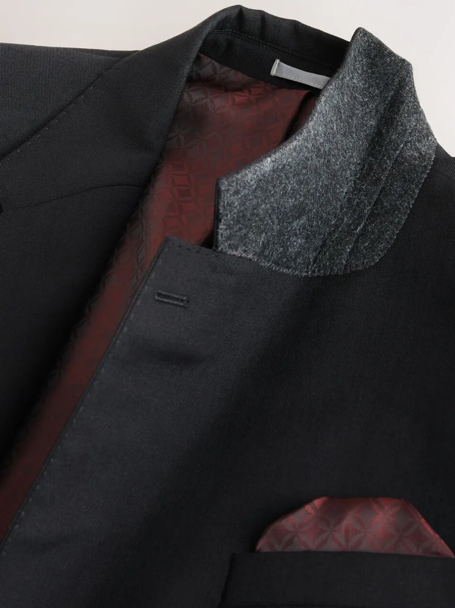 Pakken|Next - Slim Fit - Signature Nova Fides 100% Italian Wool Suit Jacket Zwart