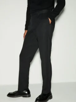 Smokings En Feestkleding|Broeken En Chino's|Next Zwart - Slim Fit - Smokingpantalon met biesdetail en textuur