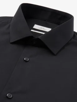 Formele Overhemden|Shirts*Next - Slim Fit - Strijkvrij net overhemd met enkele manchet Zwart