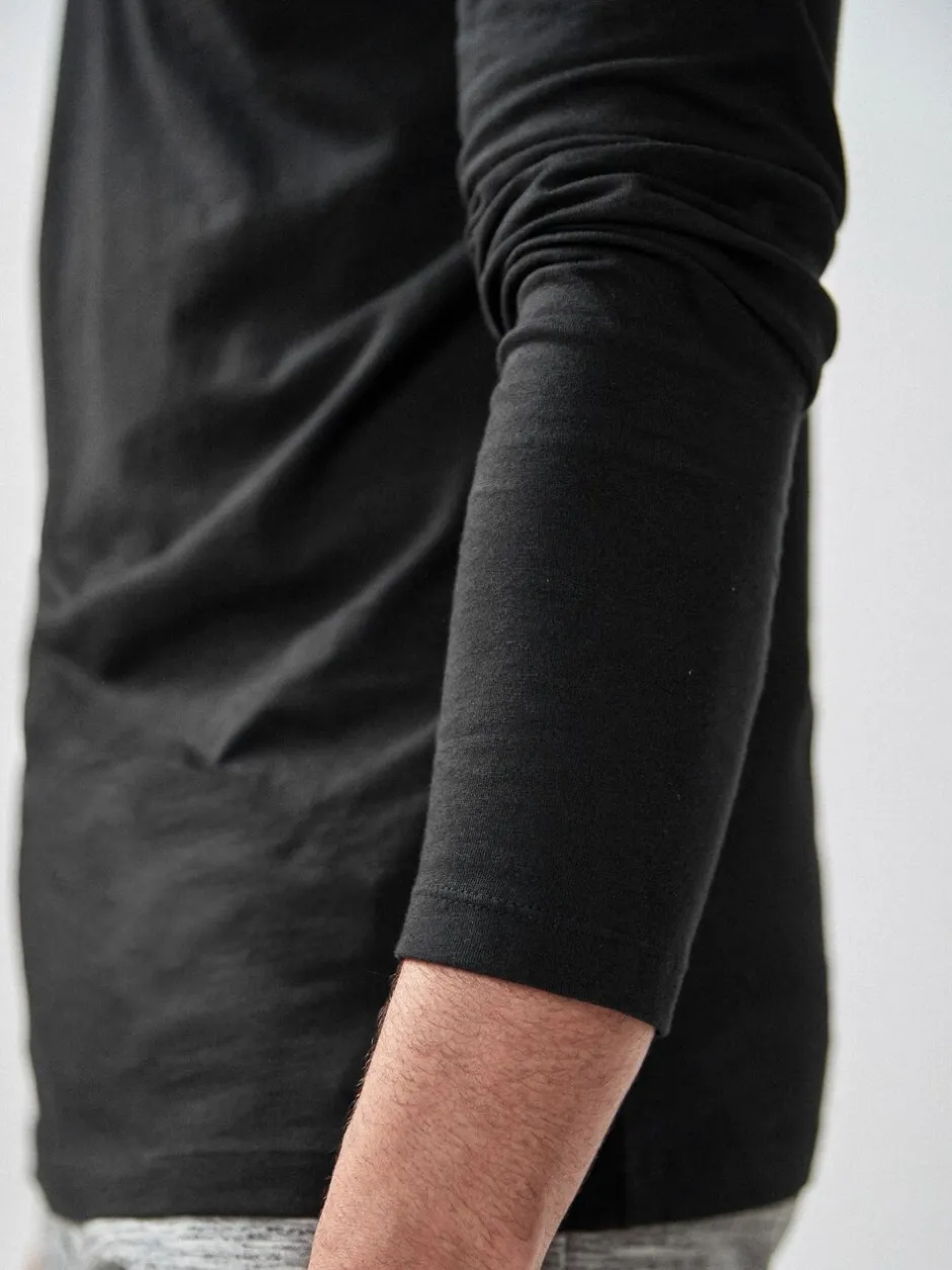 T-Shirts En Hemden*Next - Slim Fit - T-shirt met lange mouwen en ronde hals Zwart